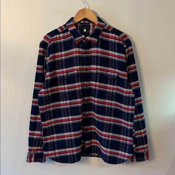 Alex Mill Plaid Flannel Button Down Shirt Blue White Red Size XL - Picture 2 of 13